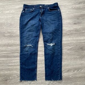 Rag & Bone Dre Low-Rise Slim Boyfriend Jean Emory Size 28 Distressed Raw Hem